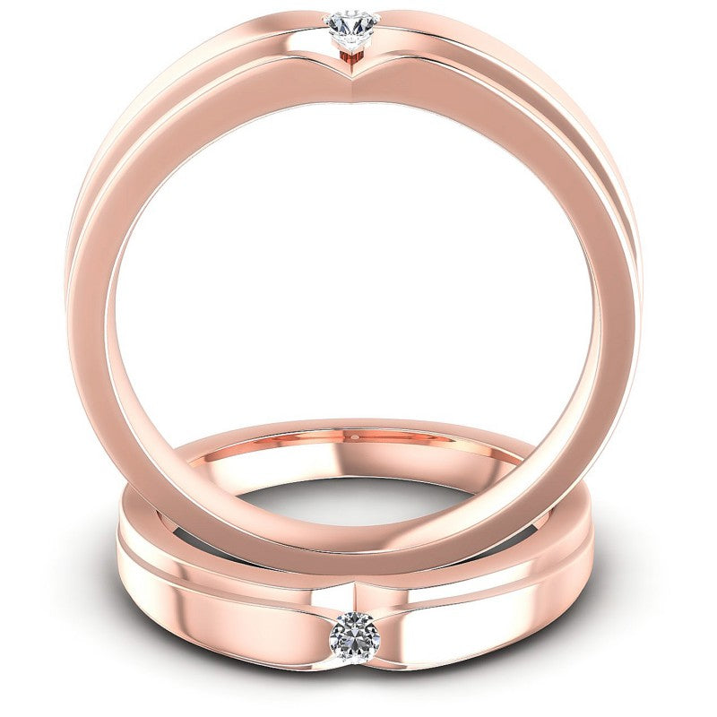 Round Cut Diamonds Wedding Sets in 18KT Yellow Gold