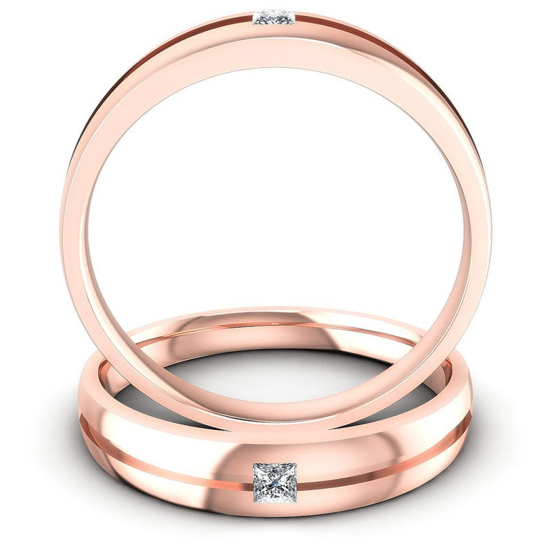 Princess Cut Diamonds Wedding Sets in 18KT Yellow Gold