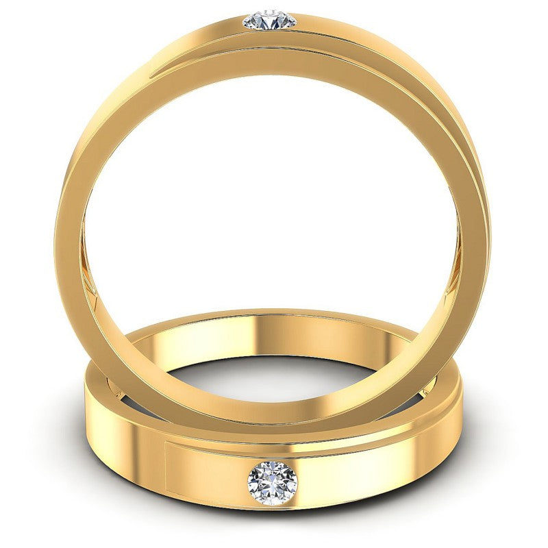 Round Cut Diamonds Wedding Sets in 14KT Yellow Gold