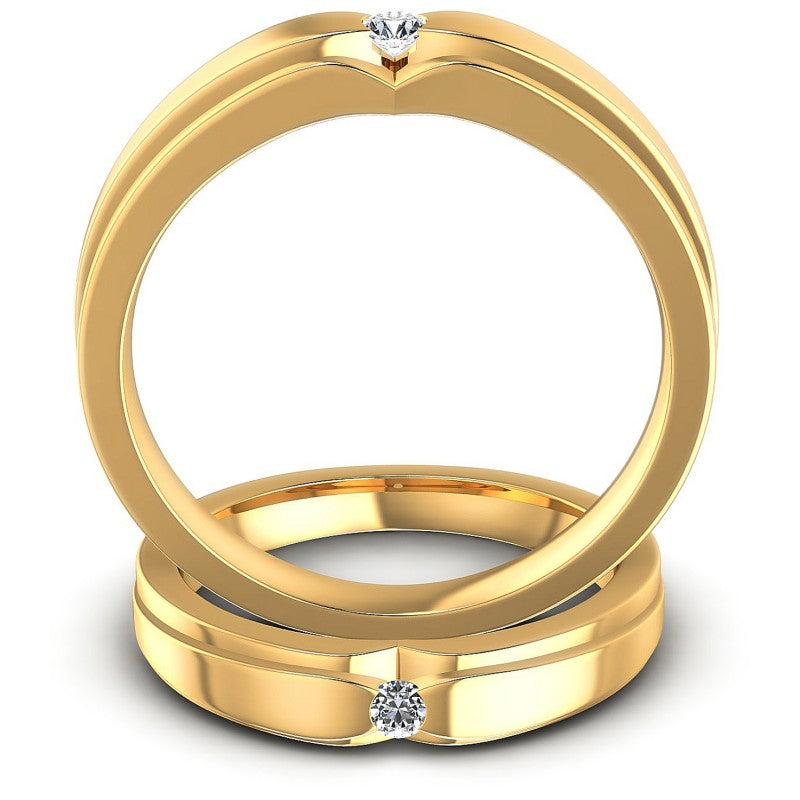 Round Cut Diamonds Wedding Sets in 14KT Yellow Gold