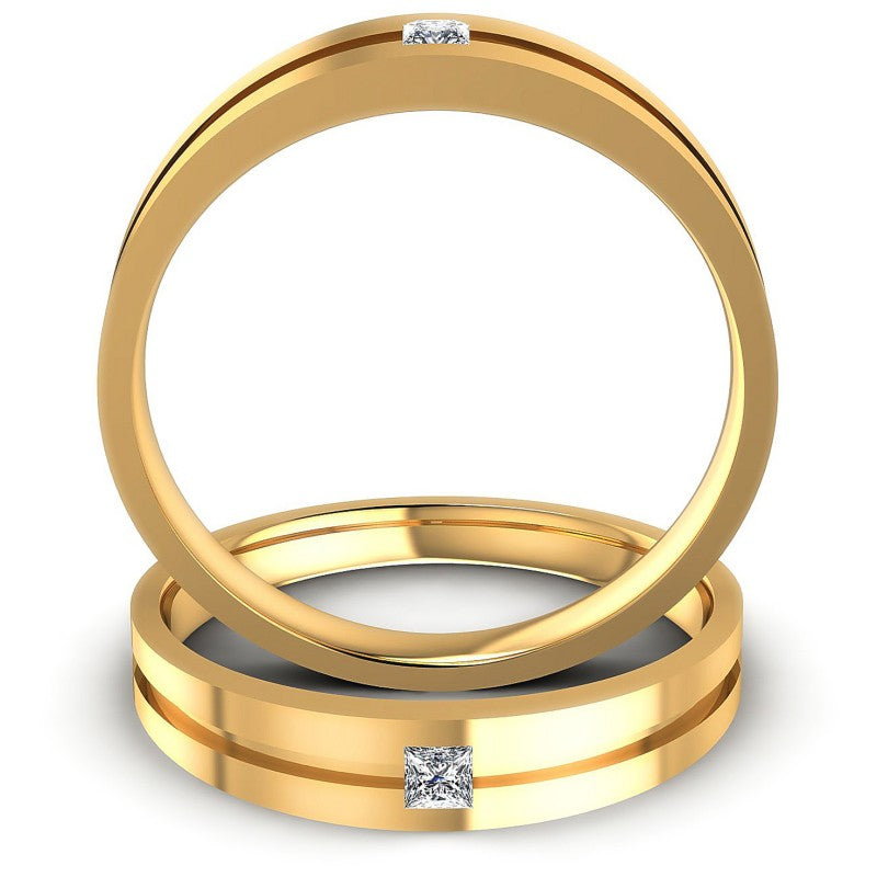 Princess Cut Diamonds Wedding Sets in 14KT Yellow Gold