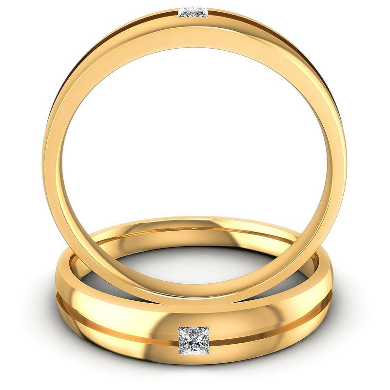 Princess Cut Diamonds Wedding Sets in 14KT Yellow Gold