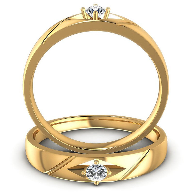 Round Cut Diamonds Wedding Sets in 14KT Yellow Gold
