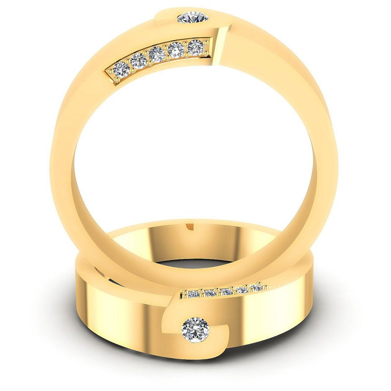 Round Cut Diamonds Wedding Sets in 14KT Yellow Gold