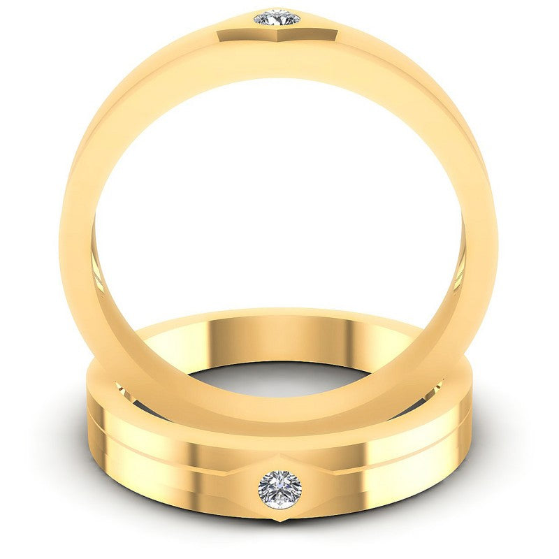 Round Cut Diamonds Wedding Sets in 14KT Yellow Gold