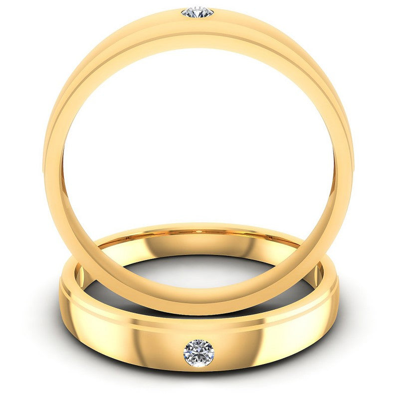 Round Cut Diamonds Wedding Sets in 14KT Yellow Gold