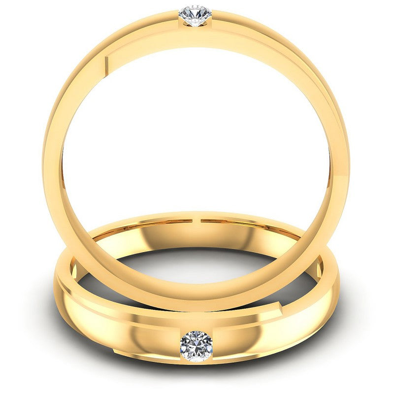 Round Cut Diamonds Wedding Sets in 14KT Yellow Gold