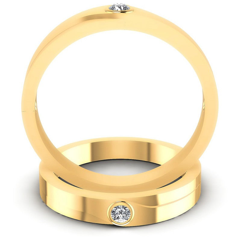 Round Cut Diamonds Wedding Sets in 14KT Yellow Gold