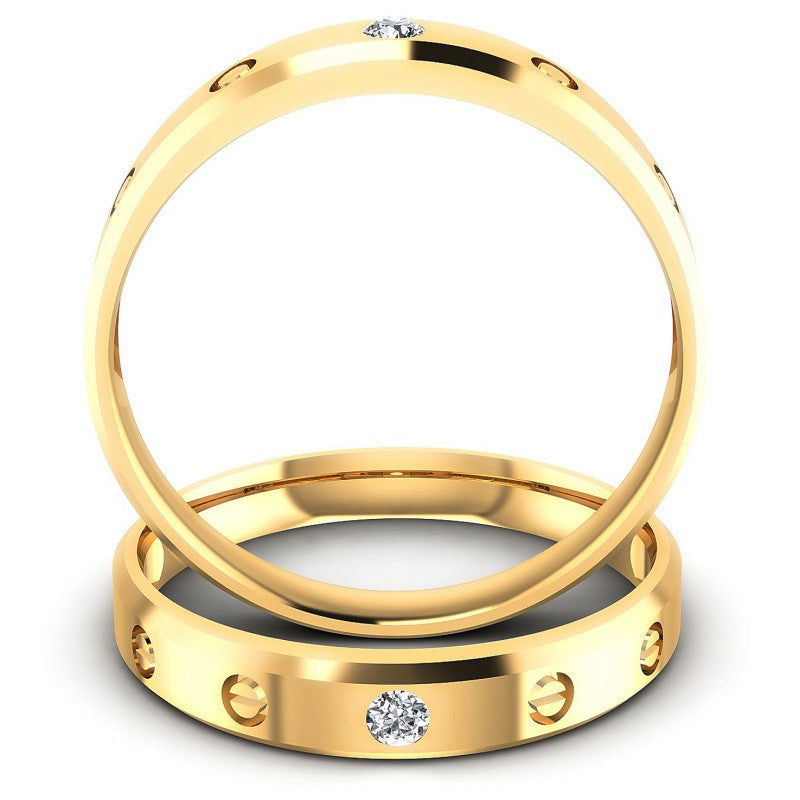 Round Cut Diamonds Wedding Sets in 14KT Yellow Gold