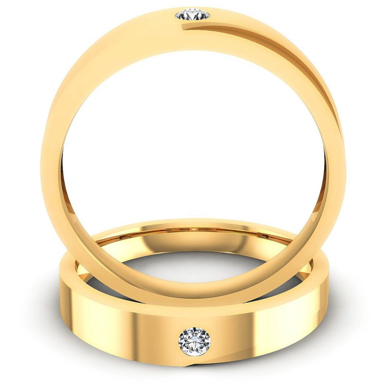 Round Cut Diamonds Wedding Sets in 14KT Yellow Gold