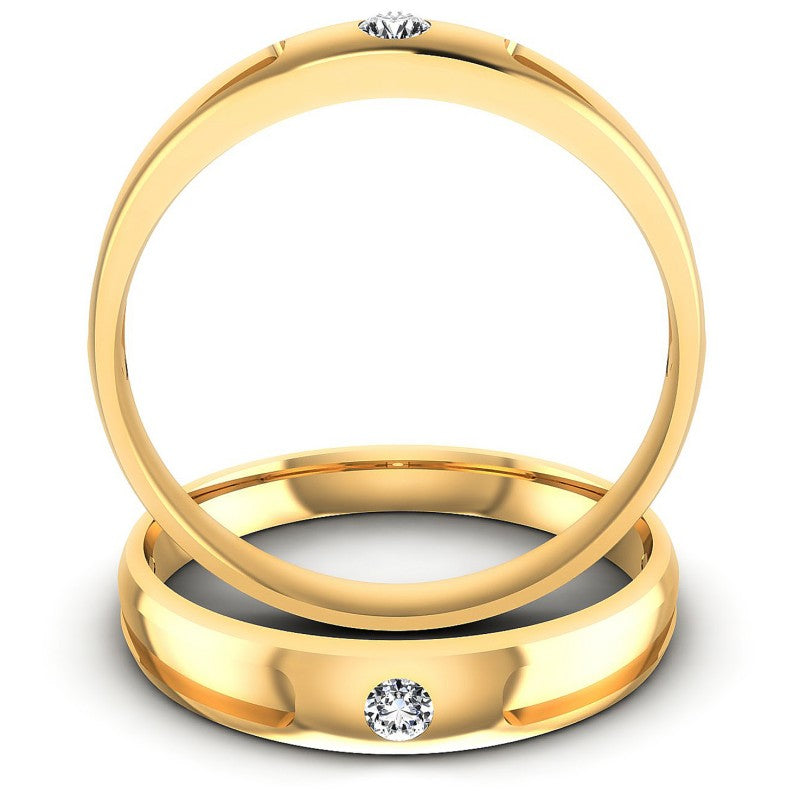 Round Cut Diamonds Wedding Sets in 14KT Yellow Gold