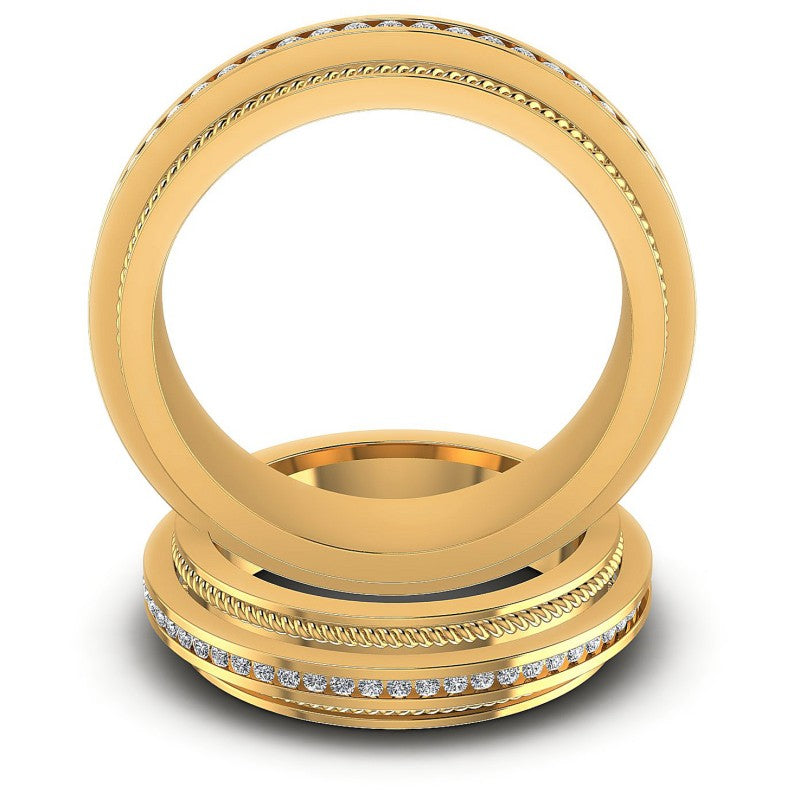 Round Cut Diamonds Wedding Sets in 14KT Yellow Gold