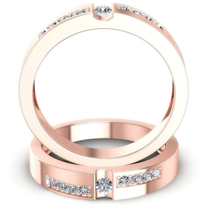 Round Cut Diamonds Wedding Sets in 18KT Yellow Gold