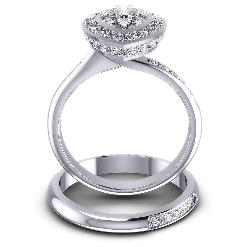 Round And Pear Cut Diamonds Bridal Set in 14KT Yellow Gold