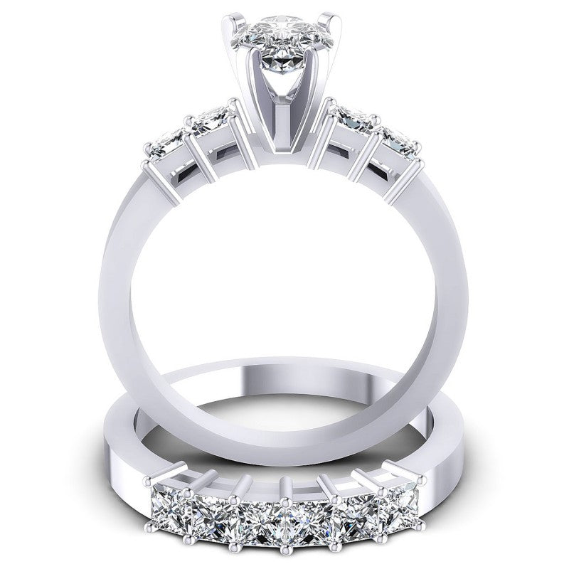 Princess And Pear Cut Diamonds Bridal Set in 14KT Yellow Gold