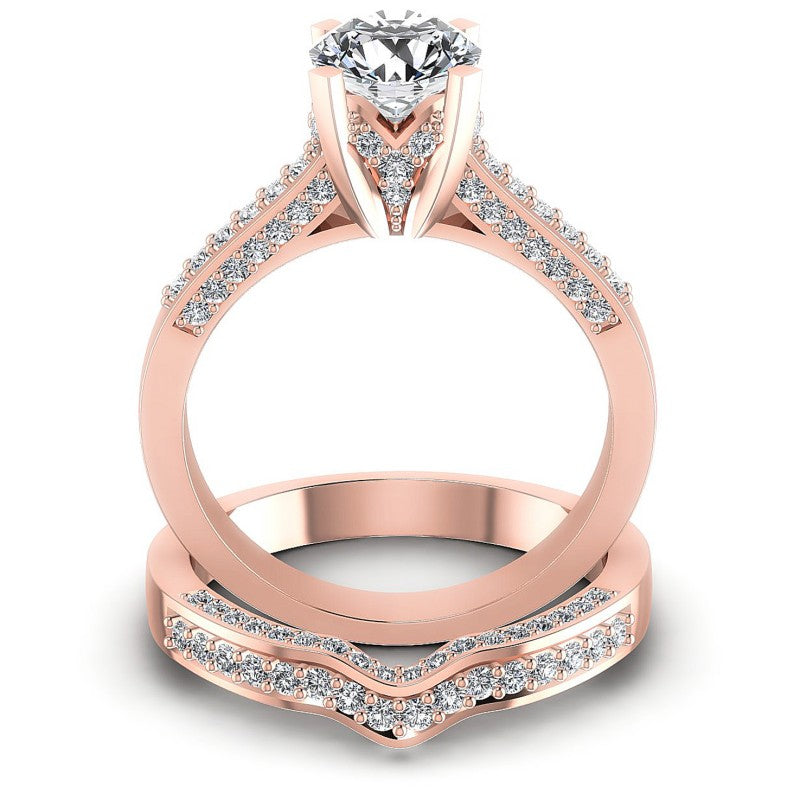 Round Diamonds 1.10CT Bridal Set in 18KT Yellow Gold