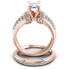 Round And Emerald Cut Diamonds Bridal Set in 18KT Yellow Gold