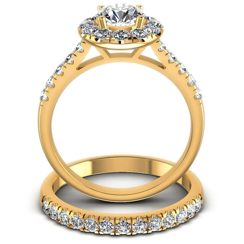 Round Diamonds 1.45CT Bridal Set in 14KT Yellow Gold