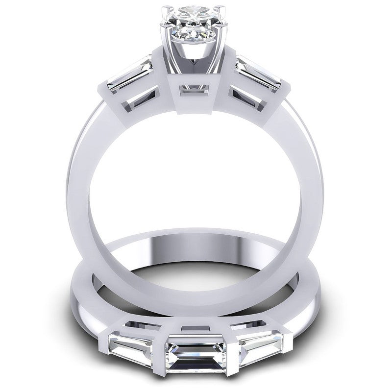 Baguette And Oval Cut Diamonds Bridal Set in 14KT Yellow Gold