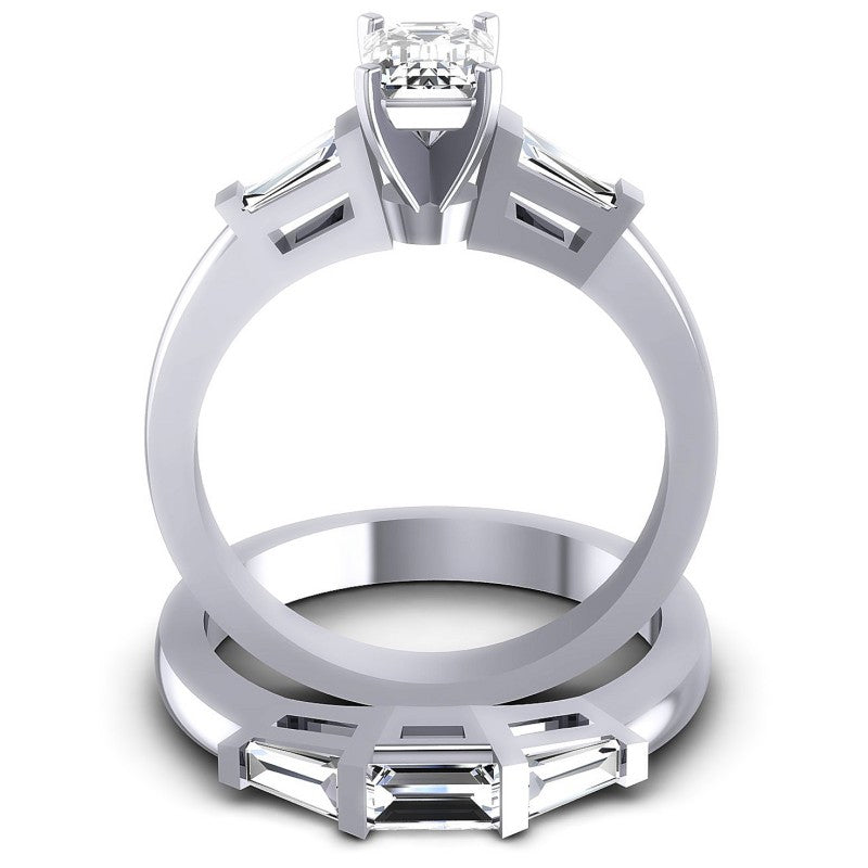 Baguette And Emerald Cut Diamonds Bridal Set in 14KT Yellow Gold