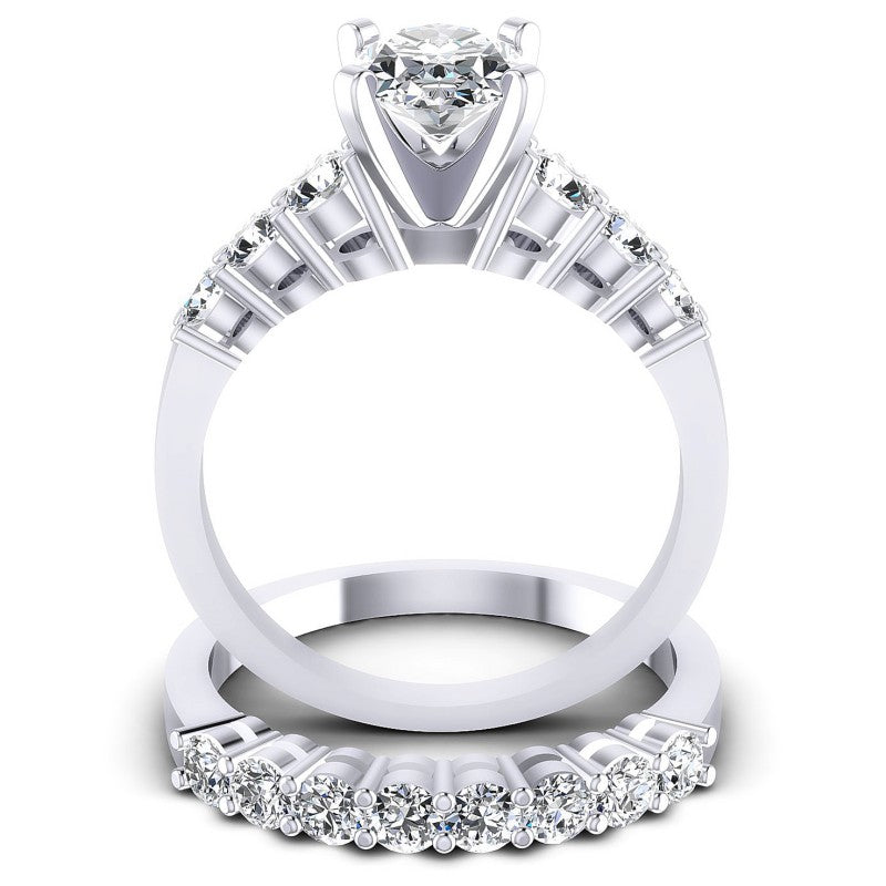 Round And Oval Cut Diamonds Bridal Set in 14KT Yellow Gold