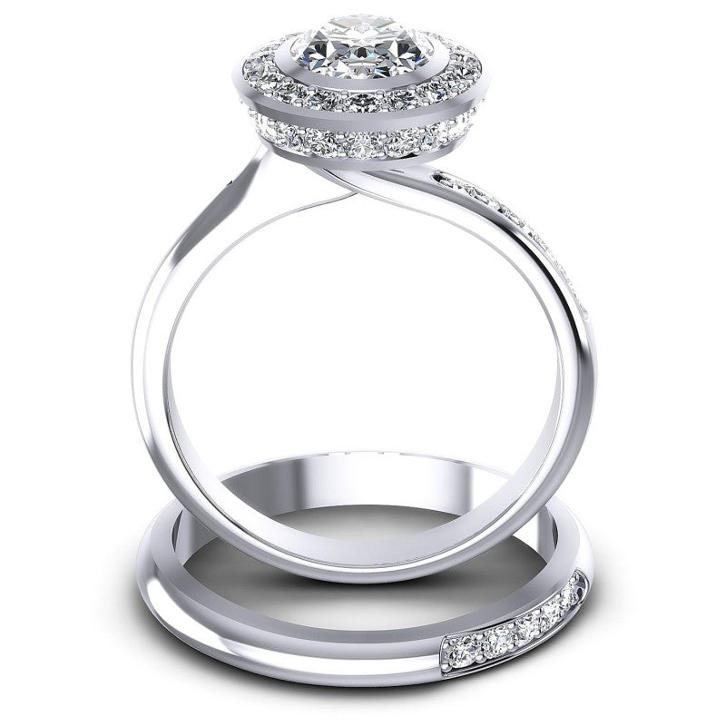 Round And Oval Cut Diamonds Bridal Set in 14KT Yellow Gold