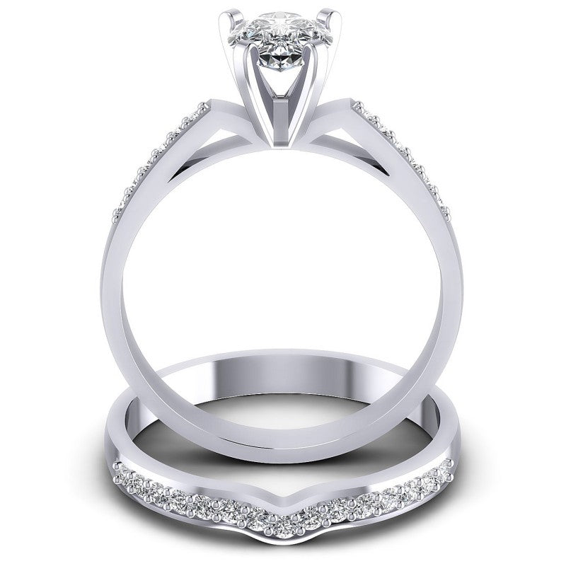 Round And Pear Cut Diamonds Bridal Set in 14KT Yellow Gold