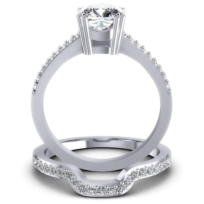 Round And Cushion Cut Diamonds Bridal Set in 14KT Yellow Gold