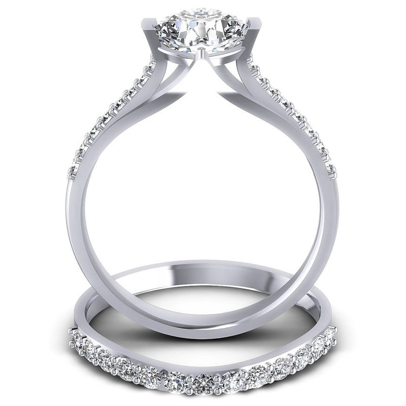 Round And Cushion Cut Diamonds Bridal Set in 14KT Yellow Gold