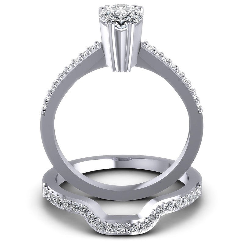 Round And Pear Cut Diamonds Bridal Set in 14KT Yellow Gold