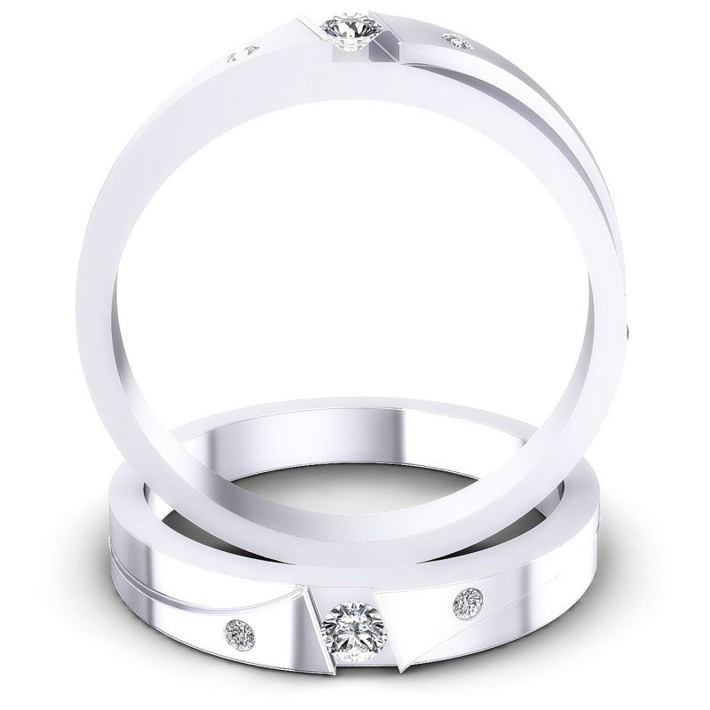 Round Cut Diamonds Wedding Sets in 14KT Yellow Gold