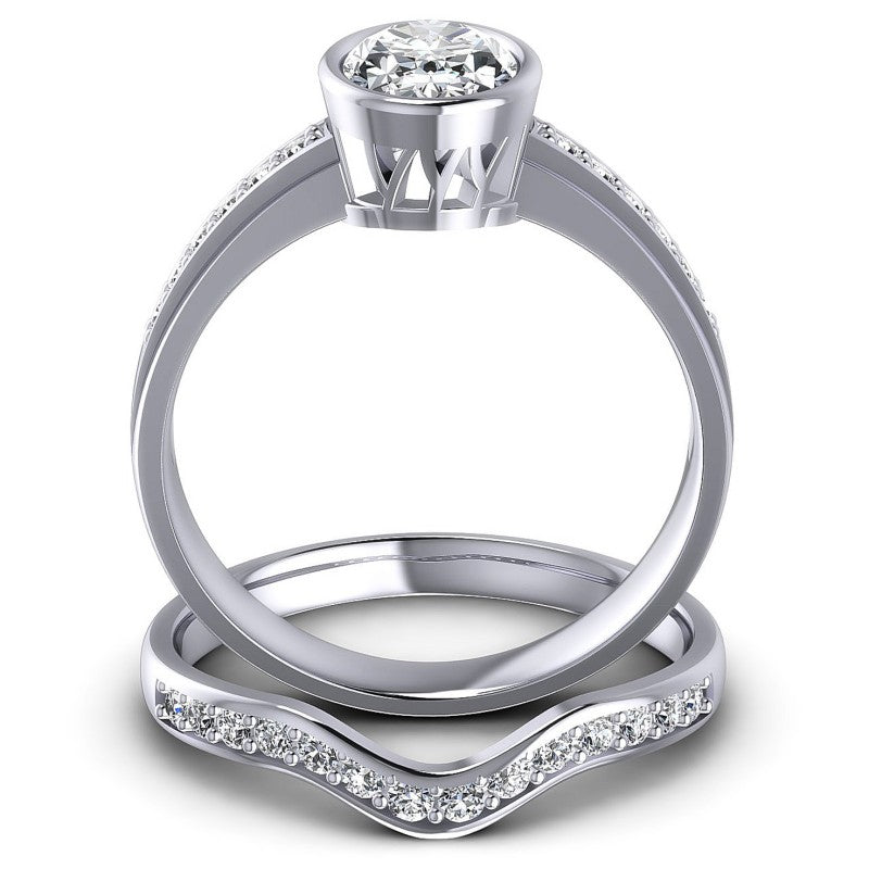 Round And Oval Cut Diamonds Bridal Set in 14KT Yellow Gold