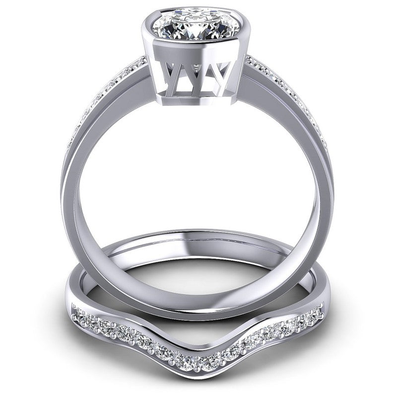 Round And Cushion Cut Diamonds Bridal Set in 14KT Yellow Gold