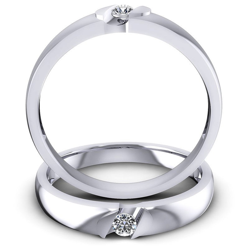 Round Cut Diamonds Wedding Sets in 14KT Yellow Gold