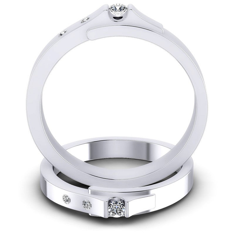 Round Cut Diamonds Wedding Sets in 14KT Yellow Gold