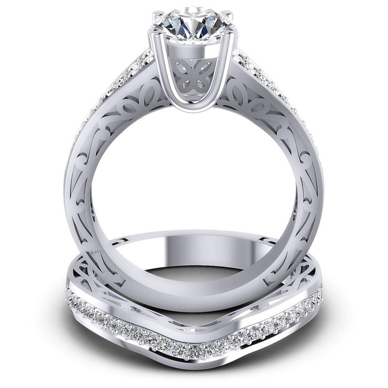 Round Cut Diamonds Bridal Set in 14KT Yellow Gold