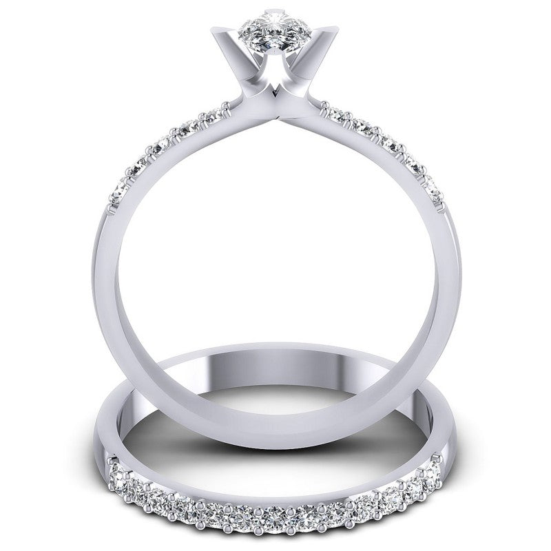 Round And Princess Cut Diamonds Bridal Set in 14KT Yellow Gold