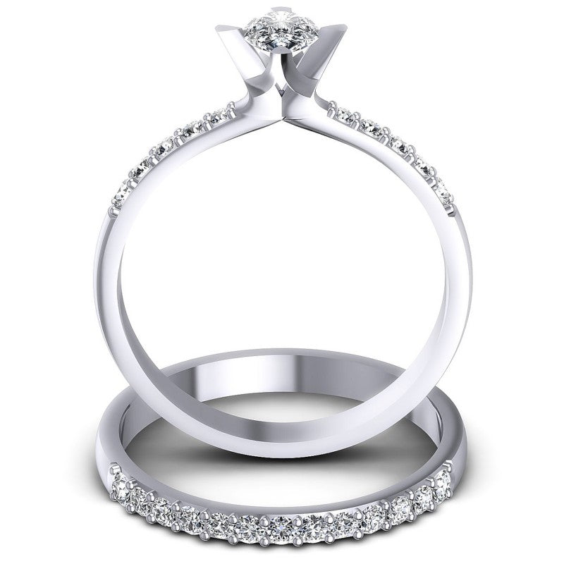 Round And Pear Cut Diamonds Bridal Set in 14KT Yellow Gold