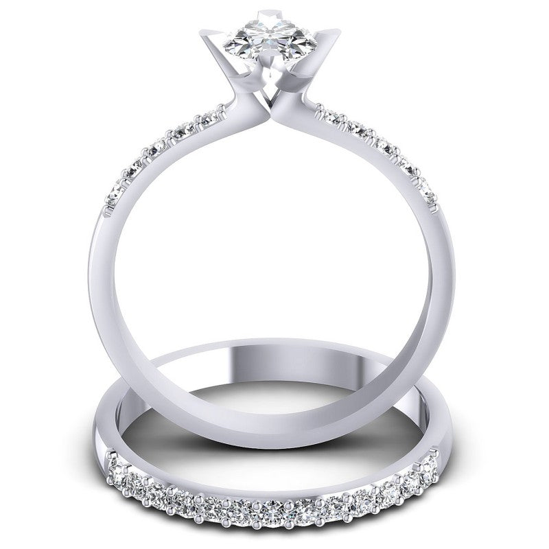 Round And Oval Cut Diamonds Bridal Set in 14KT Yellow Gold