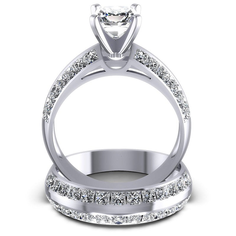 Princess Cut Diamonds Bridal Set in 14KT Yellow Gold