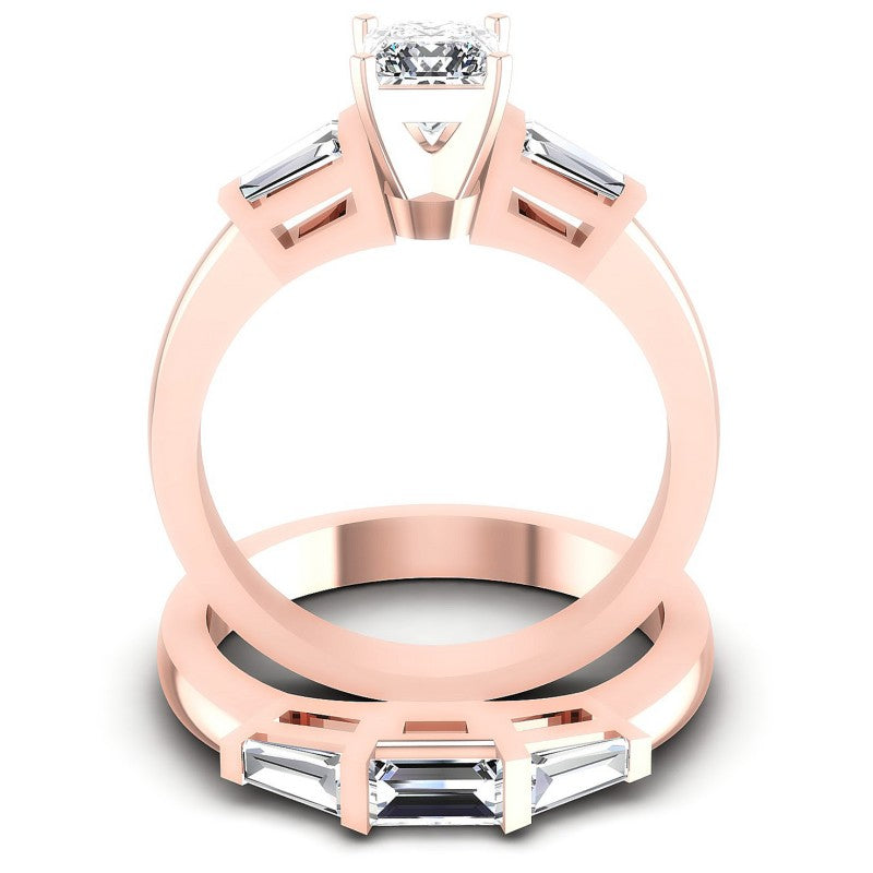 Baguette And Princess Cut Diamonds Bridal Set in 18KT Yellow Gold