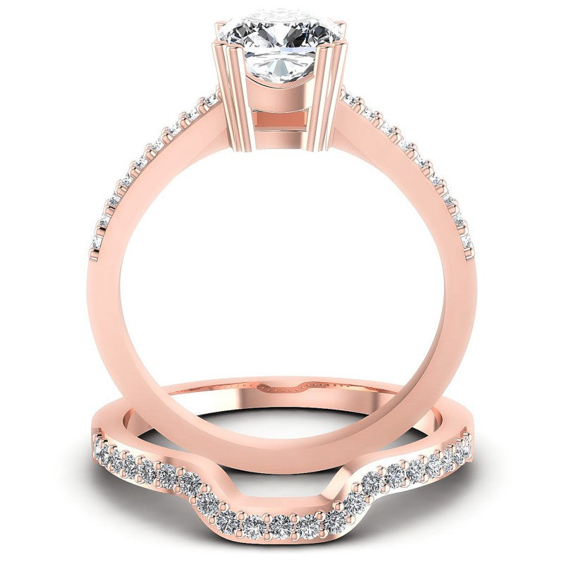 Round And Cushion Cut Diamonds Bridal Set in 18KT Yellow Gold