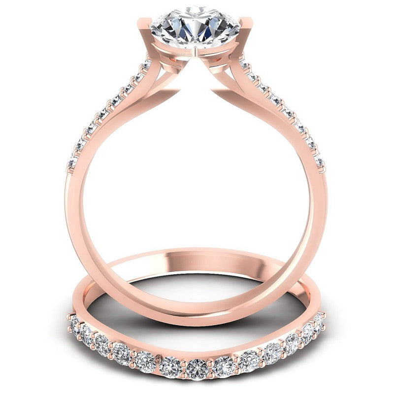 Round Cut Diamonds Bridal Set in 18KT Yellow Gold