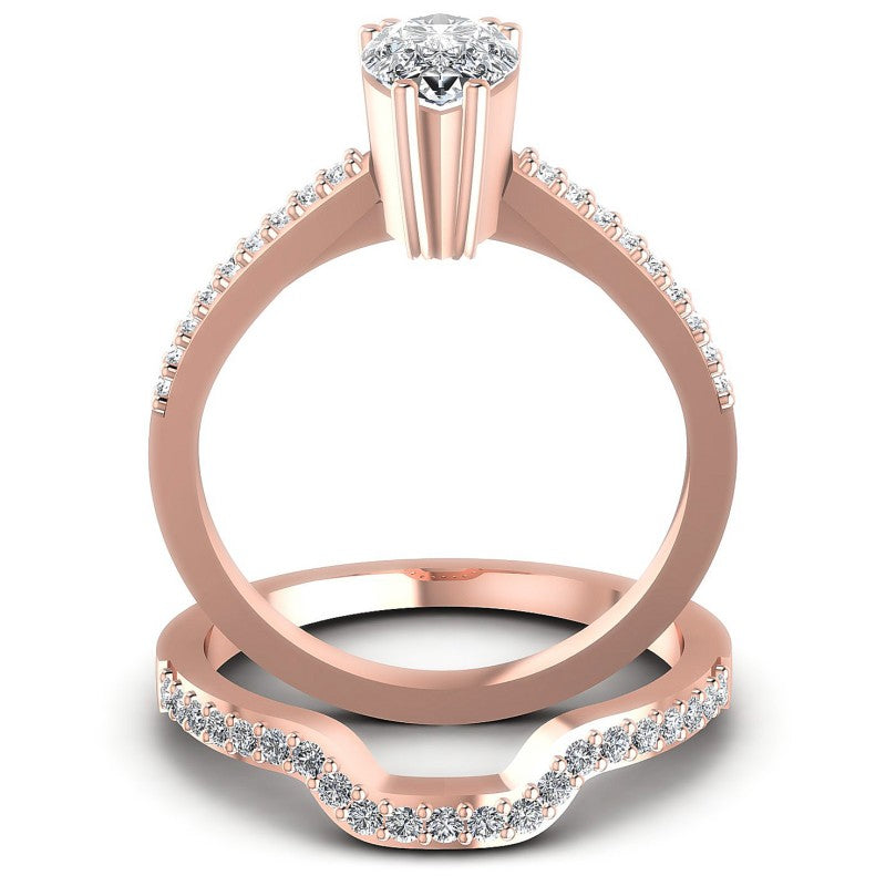 Round And Pear Cut Diamonds Bridal Set in 18KT Yellow Gold