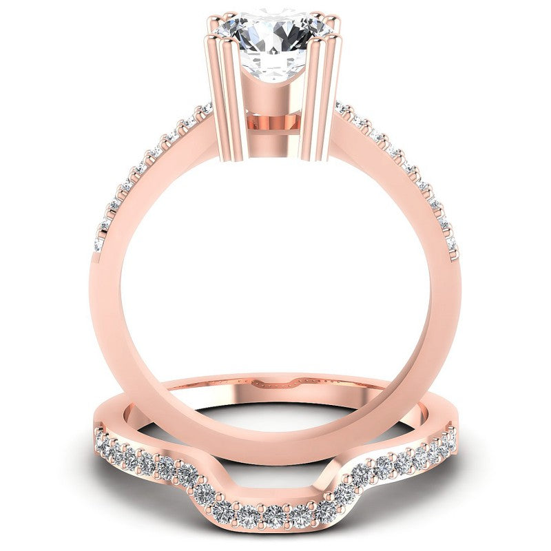 Round Cut Diamonds Bridal Set in 18KT Yellow Gold