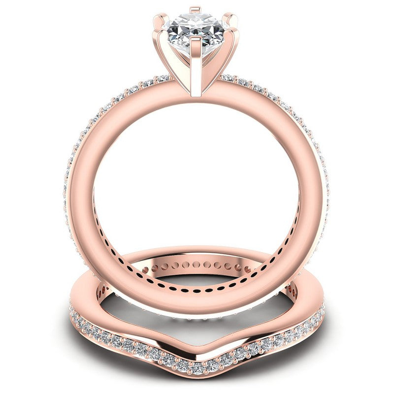 Round And Oval Cut Diamonds Bridal Set in 18KT Yellow Gold
