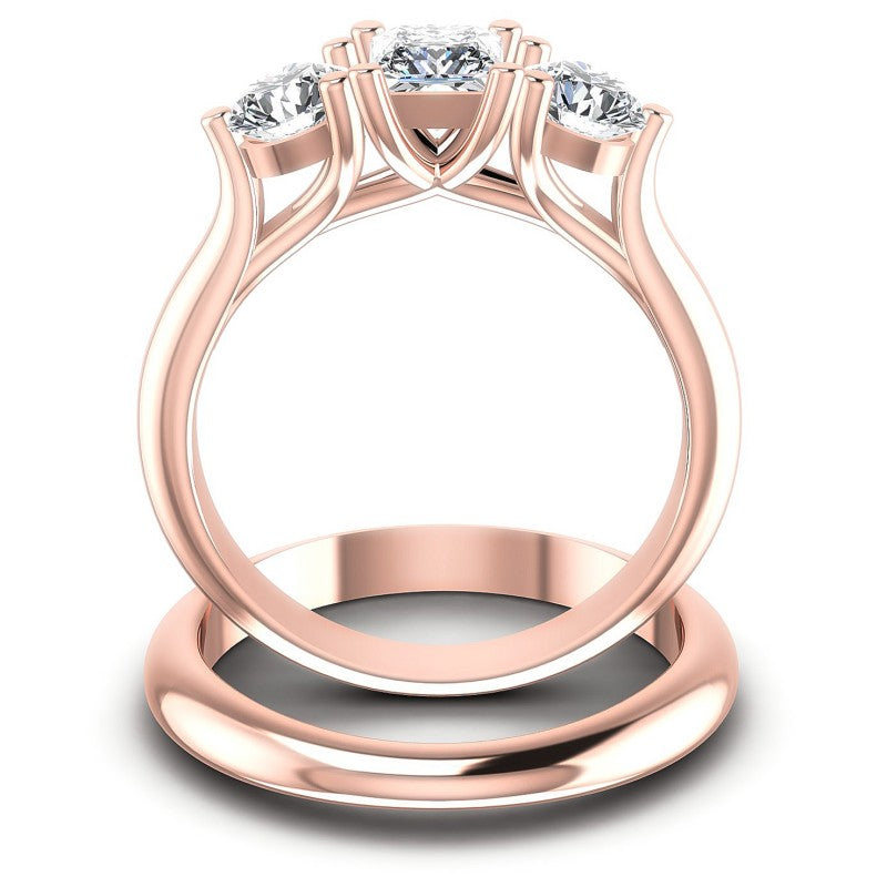 Princess And Round Cut Diamonds Bridal Set in 18KT Yellow Gold