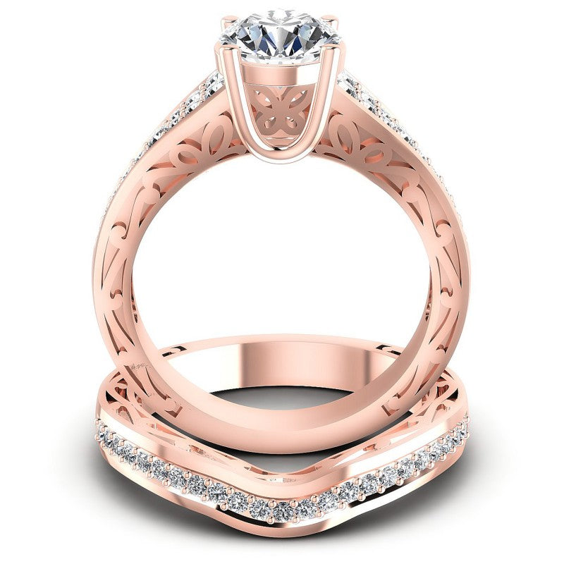 Round Cut Diamonds Bridal Set in 18KT Yellow Gold
