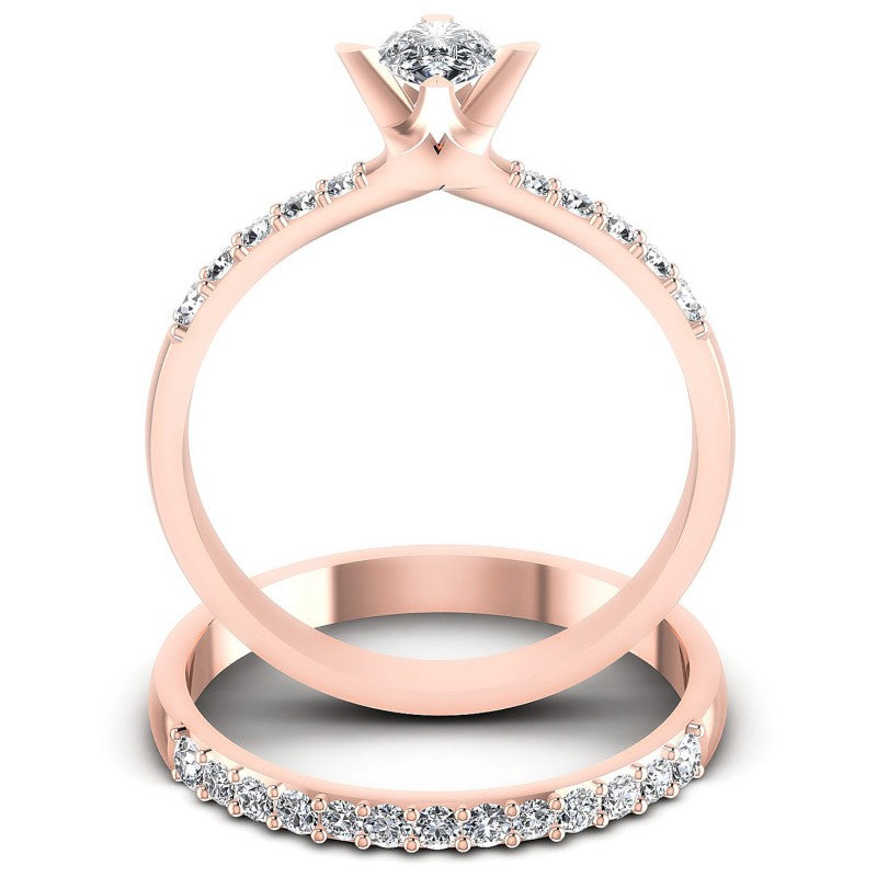 Round And Princess Cut Diamonds Bridal Set in 18KT Yellow Gold