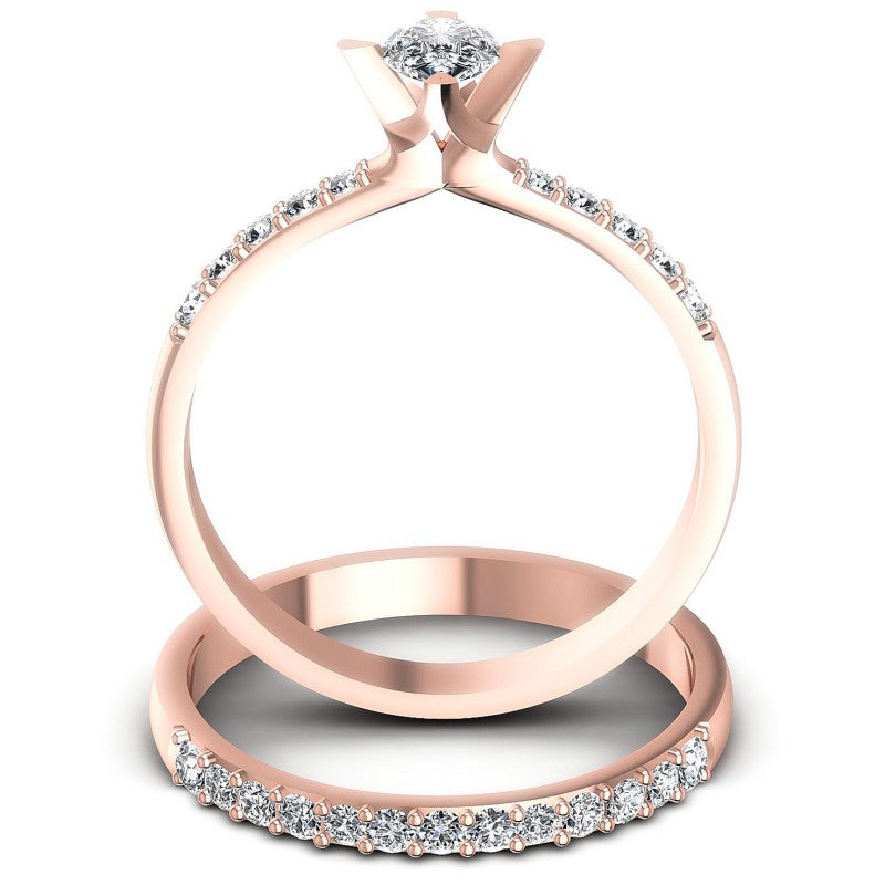 Round And Pear Cut Diamonds Bridal Set in 18KT Yellow Gold